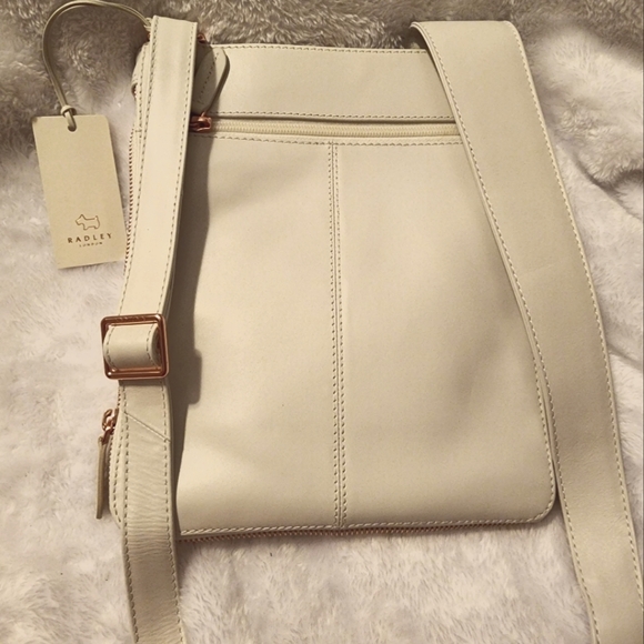 White Leather "Pockets Purse" with Rose gold color hardware by Radley London - Picture 2 of 10